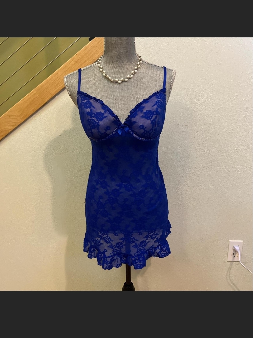 Victoria's Secret Cobalt Blue Lace Mini Dress 36D